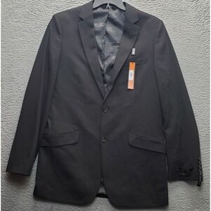 Kohl's Blazer Jacket Mens 40L Black‎ Formal Slim Fit Single-Breasted Notch Lapel